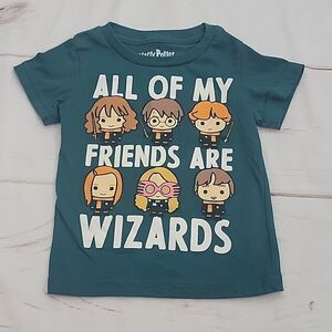 𝅺harry Potter All Of My Friends Are Wizards Green Tee size 12 Month